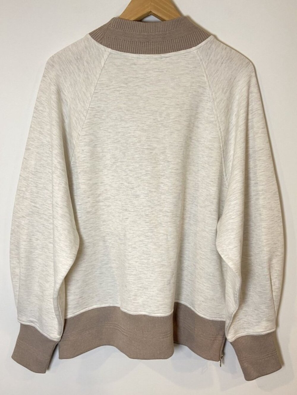 NWT Varley Doublesoft Loxley Raglan Boyfriend Sweatshirt Zip Cream Tan XL New - Picture 4 of 5